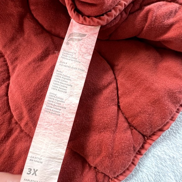 Fabletics Jacket‎ Womens 3X Orange Tedi Quilted Collar Full Zip Pockets Cotton - Picture 5 of 14